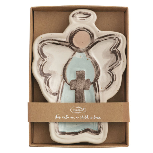 MUD PIE ANGEL WITH CROSS TIDBIT DISH