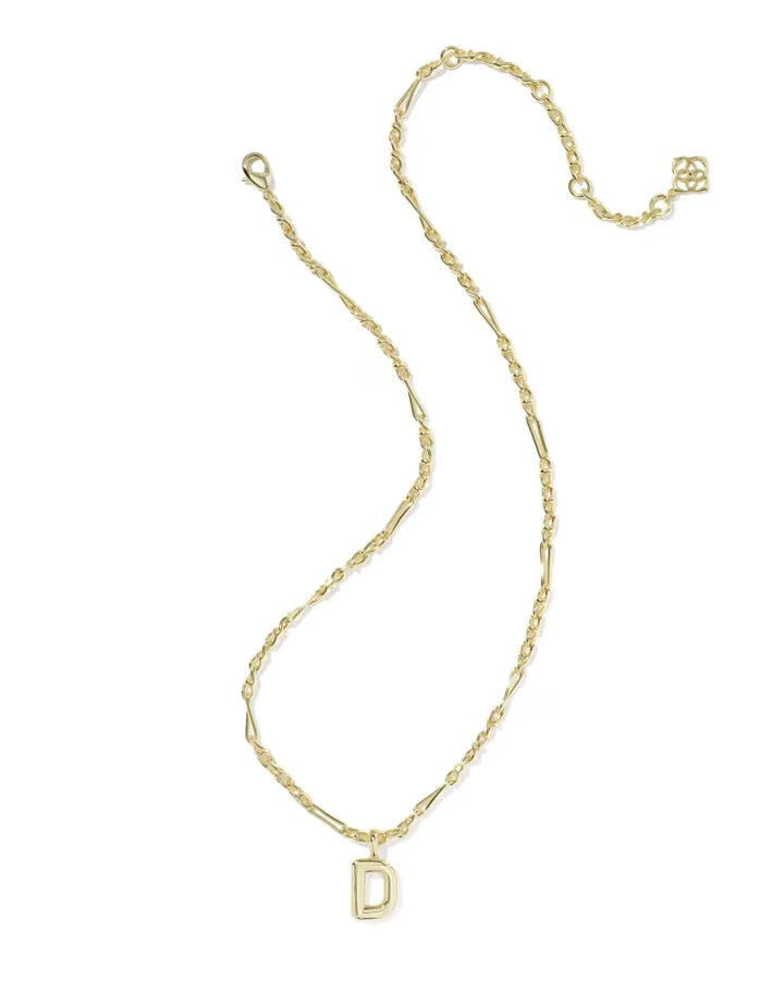 KENDRA SCOTT BUBBLE LETTER D SHORT PENDANT NECKLACE GOLD