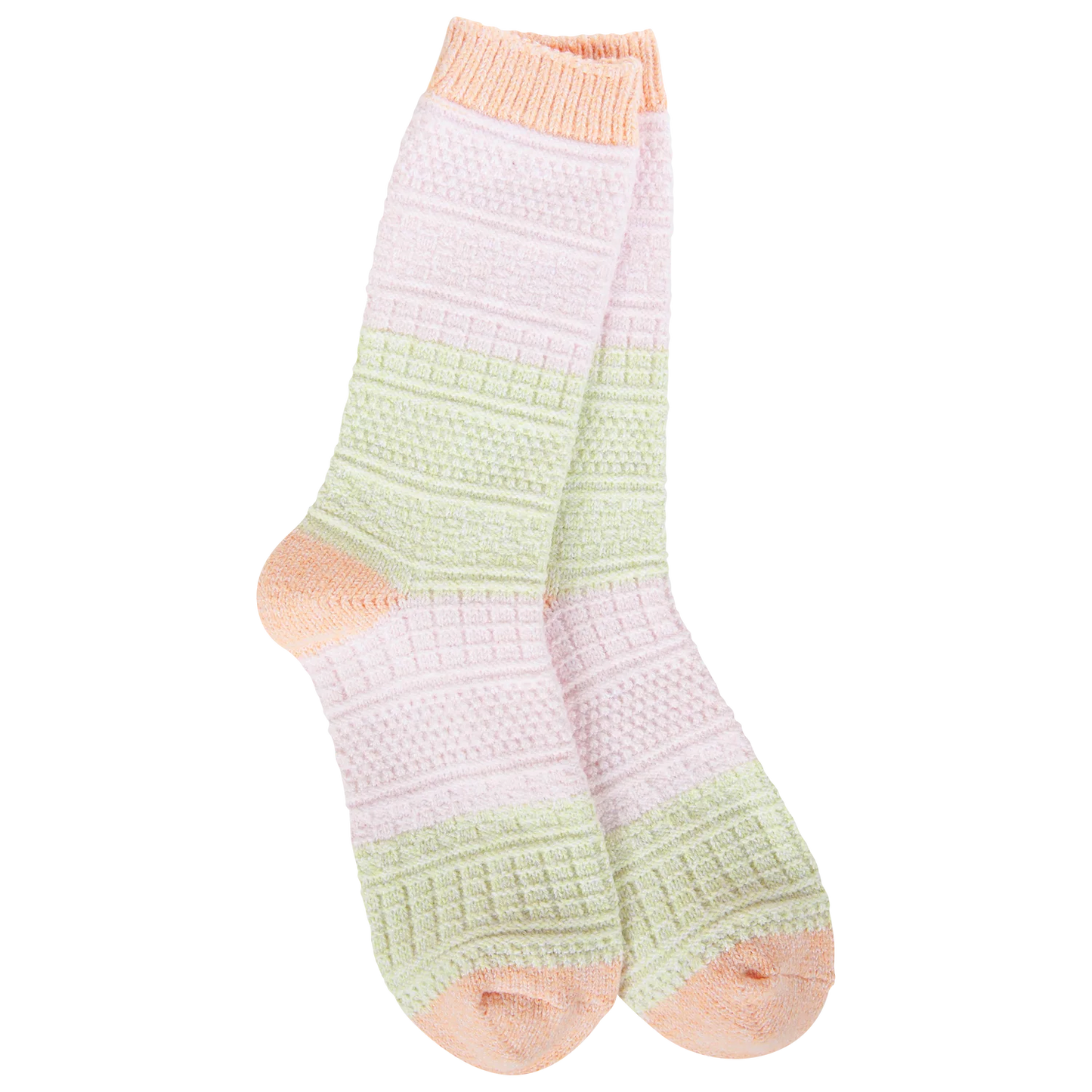 World's Softest Socks Weekend Basket Crew-Yellow/Peach/Pink
