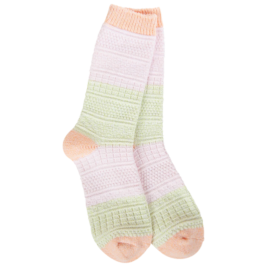 World's Softest Socks Weekend Basket Crew-Yellow/Peach/Pink
