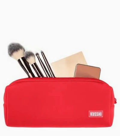 Kusshi Essentials Cosmetics Pouch-Coral Red/ Periwinkle
