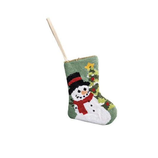 MUD PIE SNOWMAN NEEDLE POINT STOCKING ORNAMENT