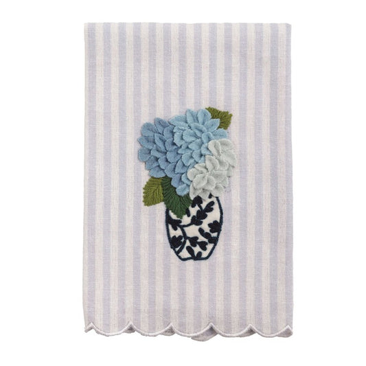 MUD PIE Hydrangea Topiary Embroidered Towels