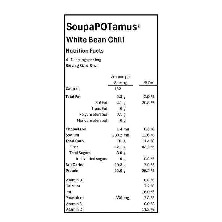 Soupapotamus White Bean Chili Shelf-Stable Dry Soup
