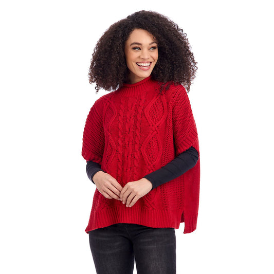 MUD PIE RED CLAUDE CABLE KNIT SWEATER