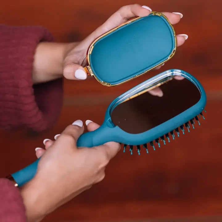 Teleties Boar Bristle Hair Brush - Teal with It