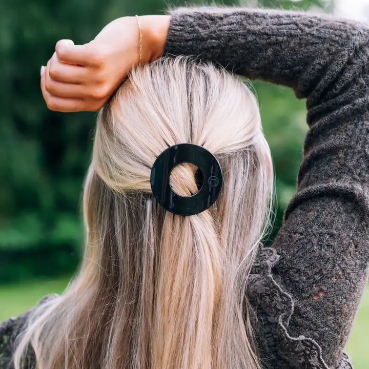 Teleties Jet Black | Small | Flat Circle Hair Clip