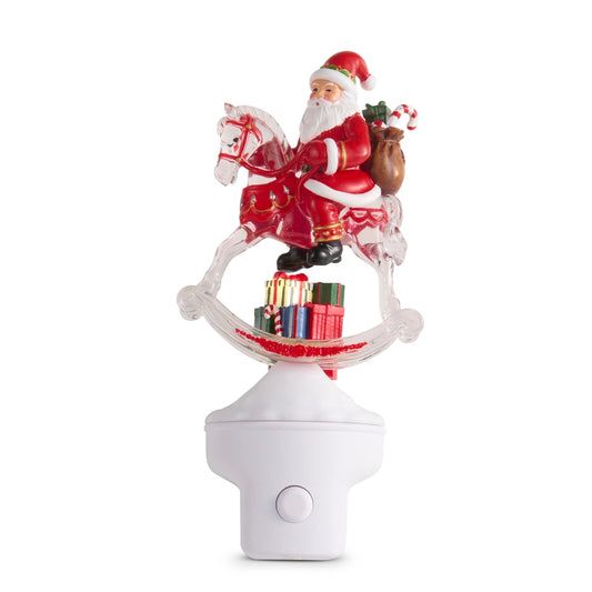 RAZ Imports 7" Animated Santa on Rocking Horse Night Light