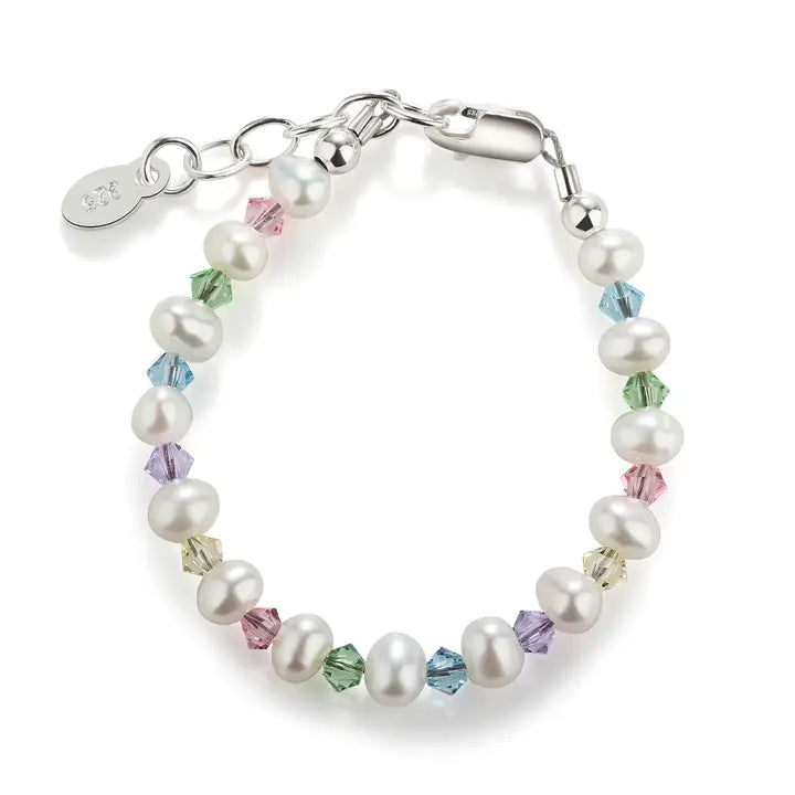 Cherished Moments Sterling Silver Multi Crystal Pearl Baby & Kids Bracelet