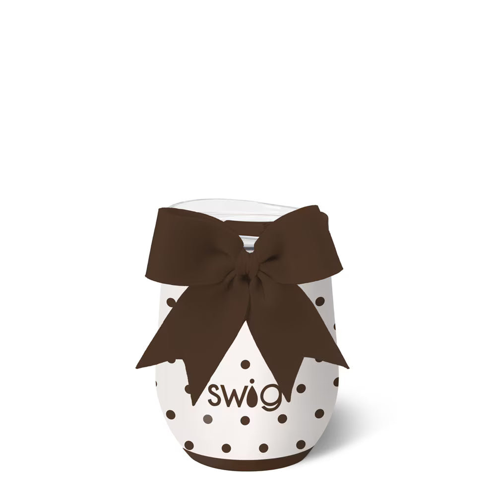 Swig Life Mocha Dots Stemless Wine Cup 12oz