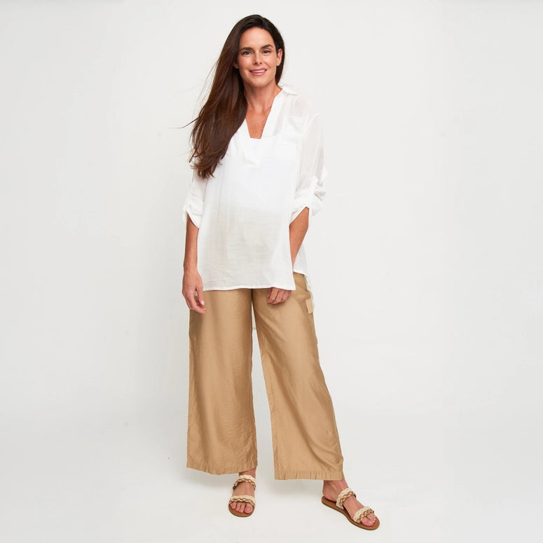 Elsie & Zoey Swim Shirt Lila Deep V-Neck Cover Up Top with Front Pocket