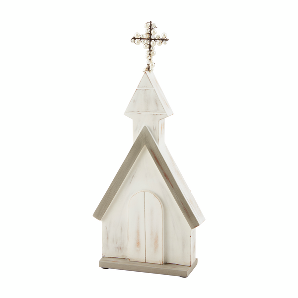 MUD PIE MEDIUM WHITE CHURCH SITTER