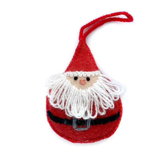 Ornaments 4 Orphans Round Santa Ornament, Embroidered Wool