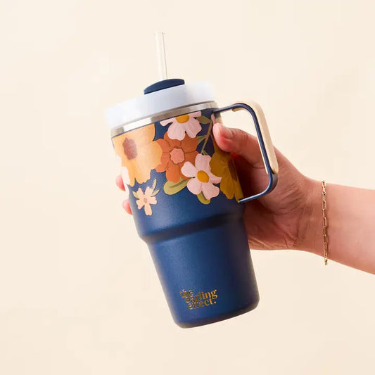 The Darling Effect 20 oz Mini On-The-Go Tumbler-Wild About You Navy