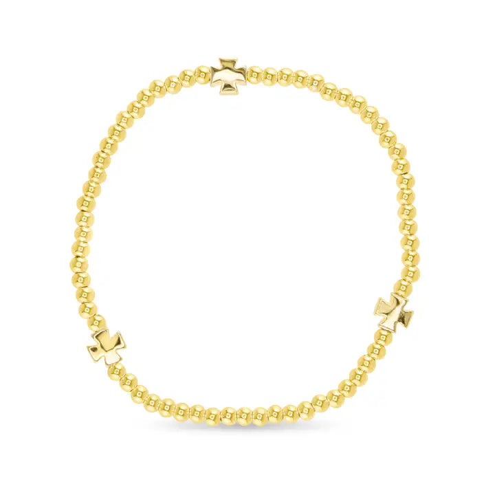 Amanda Blu Stackable Beaded Bracelets with Gold Crosses-Gold