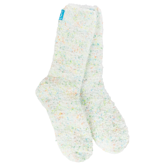 World's Softest Socks Cozy Spring Crew-White Confetti