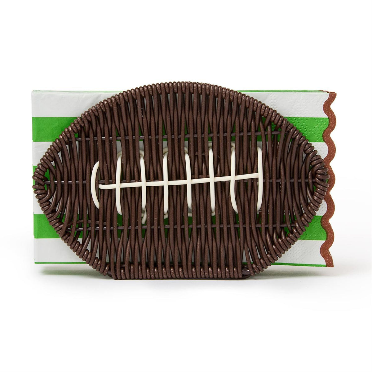 Two's Company Game Day Football Napkin Holder - Faux Wicker