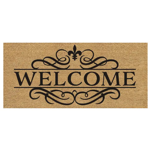 Evergreen Enterprises Welcome Ornate Swirl Flocked Coir Sassafras Switch Mat