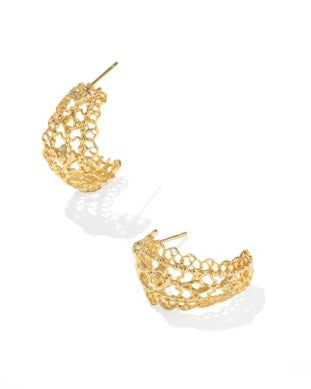 KENDRA SCOTT KRISTA LACE HUGGIE EARRINGS GOLD