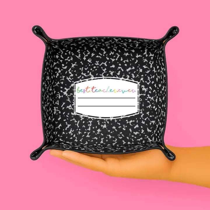 Aspen Lane Best Teacher Ever| Leather Tray-Black Composition