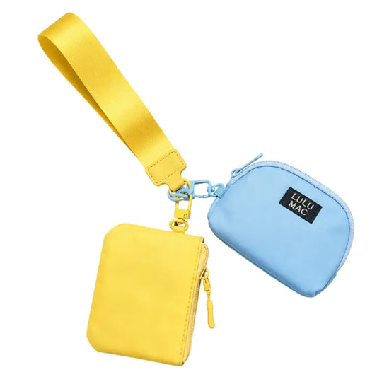 Lulu Mac- Butter/Light Blue Lulu Mac Double Pouch Wristlets
