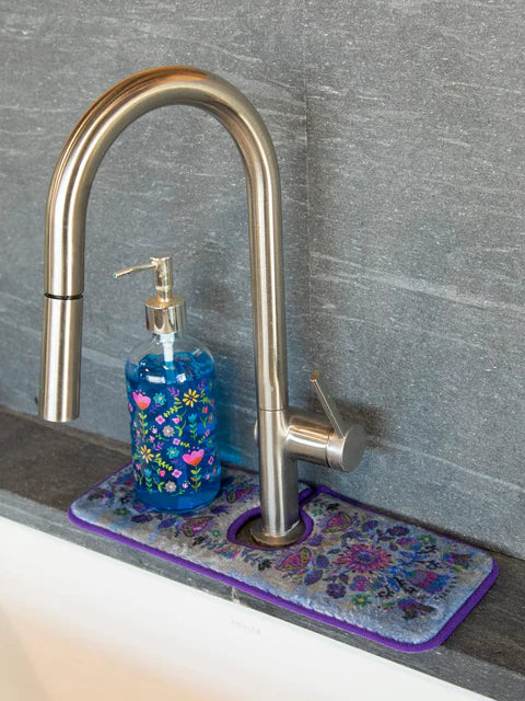 Natural Life Reversible Faucet Sink Mat-Turquoise Floral