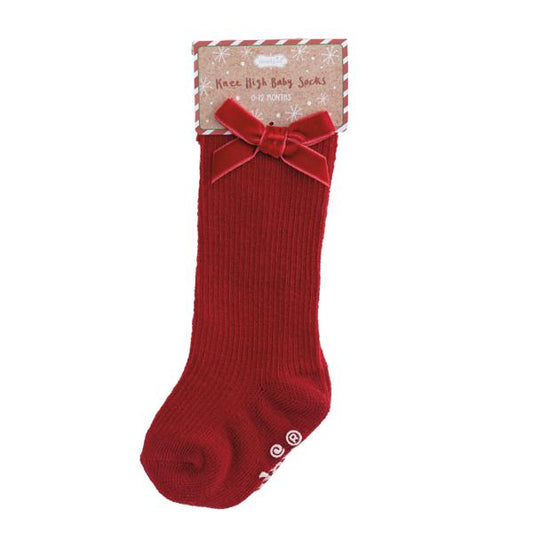 MUD PIE RED KNEE HIGH BABY SOCKS