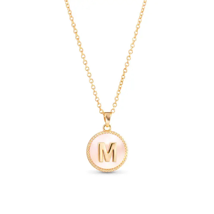 AMANDA BLU GOLD MOTHER OF PEARL INITIAL NECKLACE