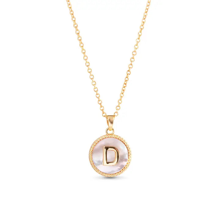 AMANDA BLU GOLD MOTHER OF PEARL INITIAL NECKLACE