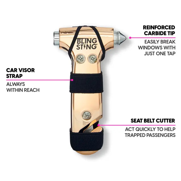 BLINGSTING Emergency Escape Hammer | Metallic Rose Gold