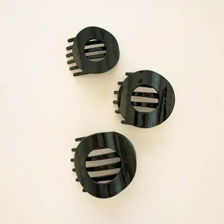 Teleties Jet Black | Medium | Flat Circle Hair Clip