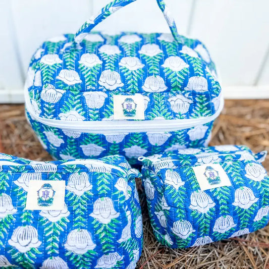 Heart of Grace Blue Skies Quilted Cosmetic Bags-Set of 3