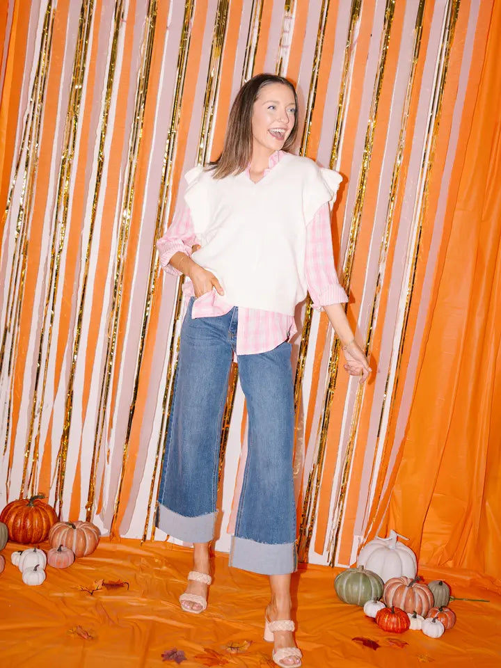 Grace + Emma Ruffle Sleeve Sweater Vest