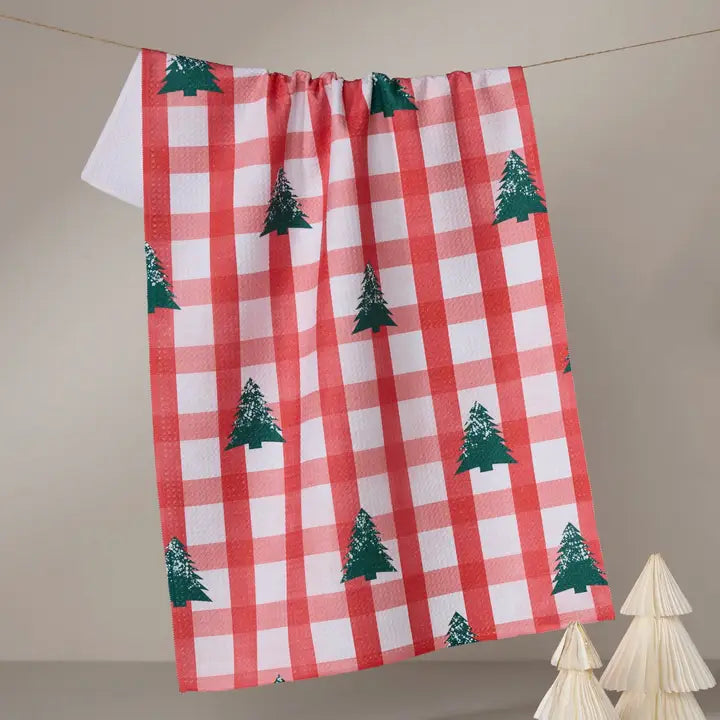 Geometry Christmas Pines Tea Towel