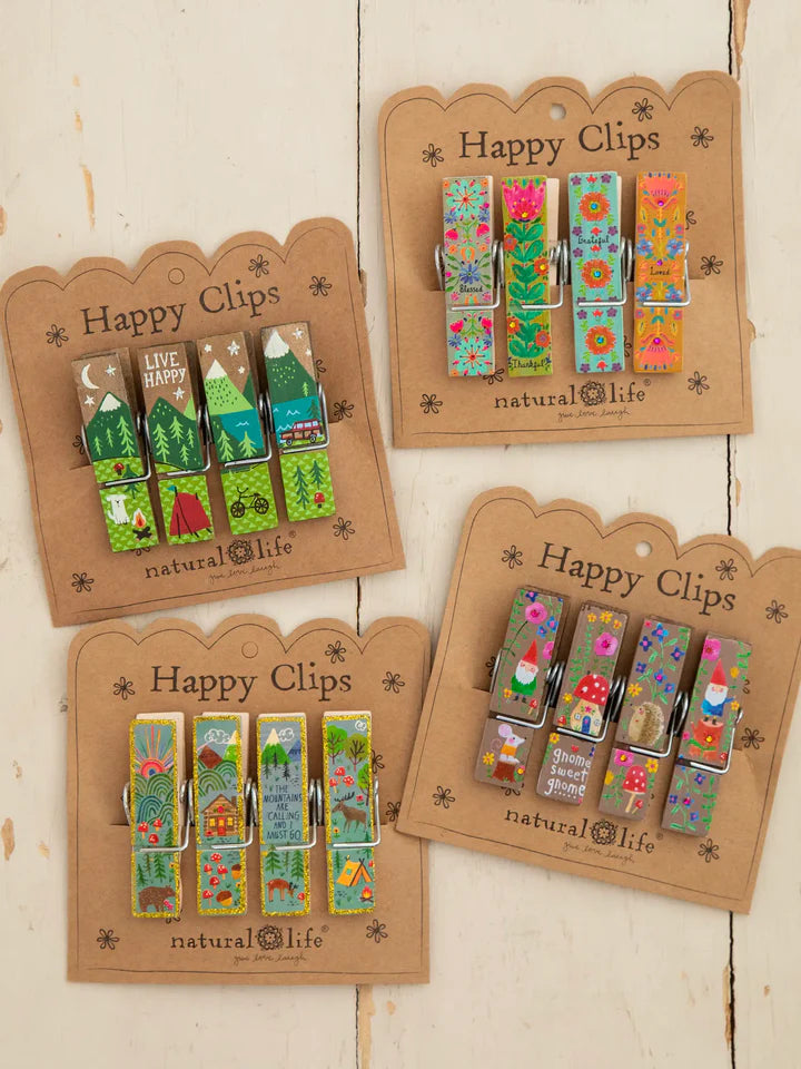 Natural Life Bag Clips, Set of 4 - Thankful Blessed