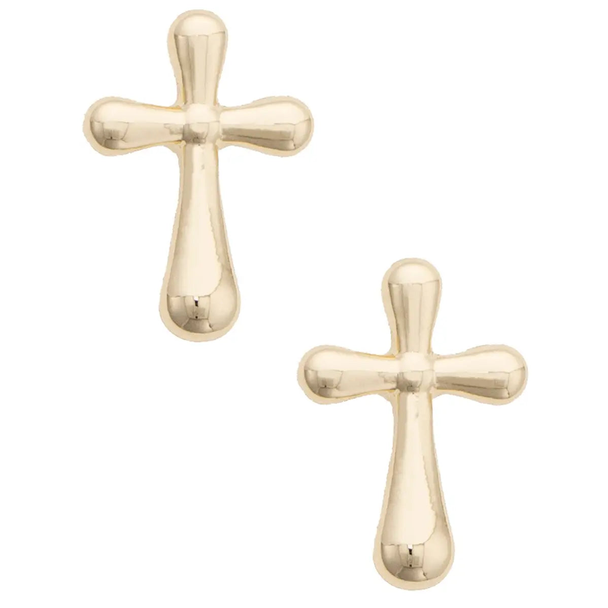 Canvas Style Cross Icon Stud Earrings in Shiny Gold
