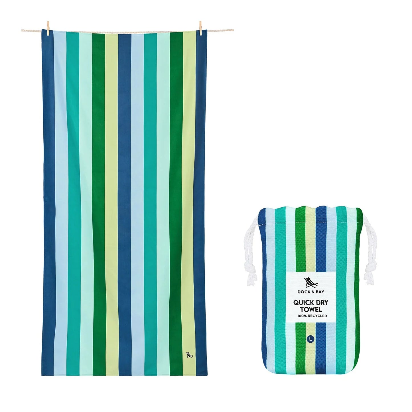 Dock & Bay Quick Dry Towels - Cool Lagoon - GRS Certified-L