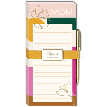 Lady Jayne Magnetic Wide List Pad with Pen Modern Mom Geo Multi