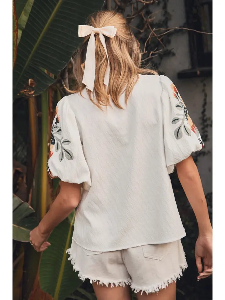 Oddi Textured Woven Top-White