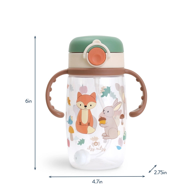 Itzy Ritzy Sips™ - Straw Cup with Snap-Close Lid-Woodland
