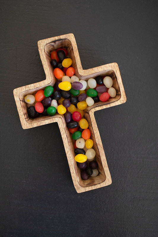 Kalalou Wooden Christmas Cross Bowl