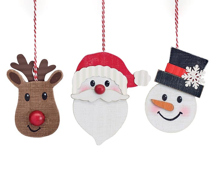 BURTON + BURTON WOODEN CHARACTER SHAPE ORNAMENTS