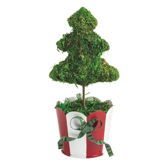 MUD PIE RED STRIPE CHRISTMAS TREE TOPIARY