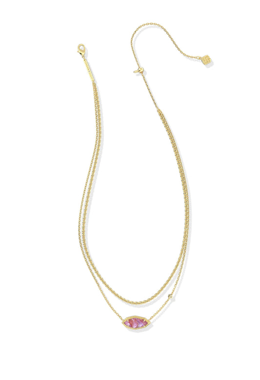 KENDRA SCOTT OPHELIA MULTI STRAND NECKLACE GOLD LIGHT MAUVE ILLUSION