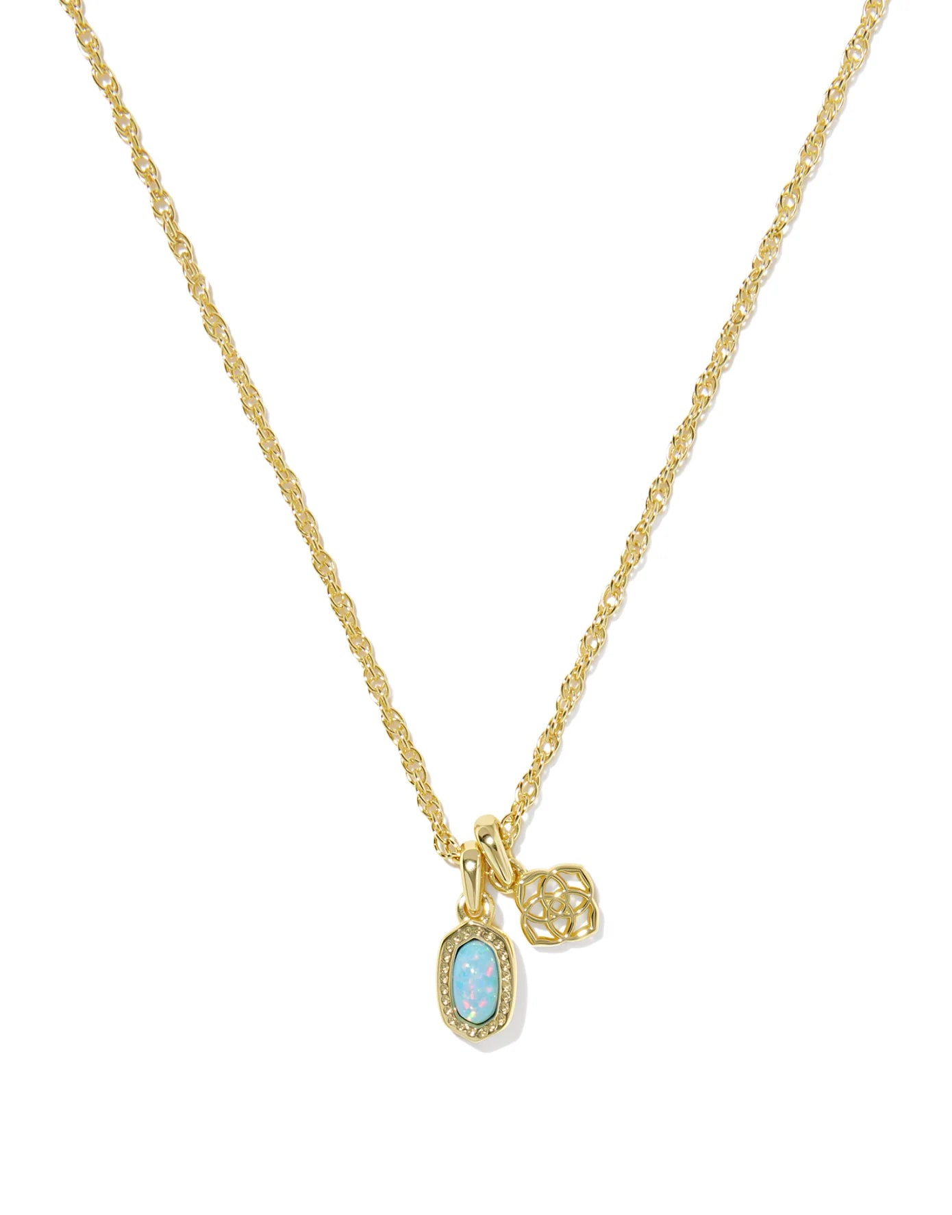 KENDRA SCOTT MINI ELISA DIRA NECKLACE GOLD BLUE LAB GROWN OPAL