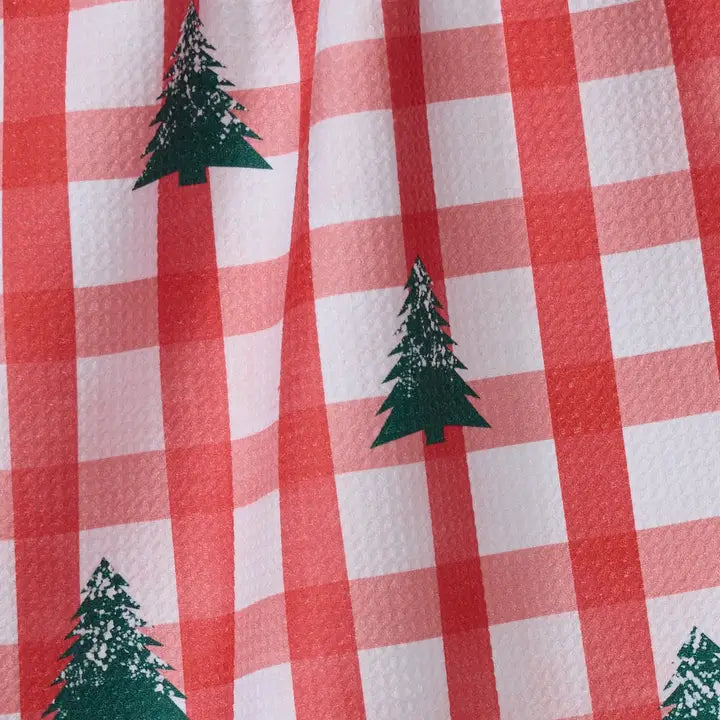 Geometry Christmas Pines Tea Towel