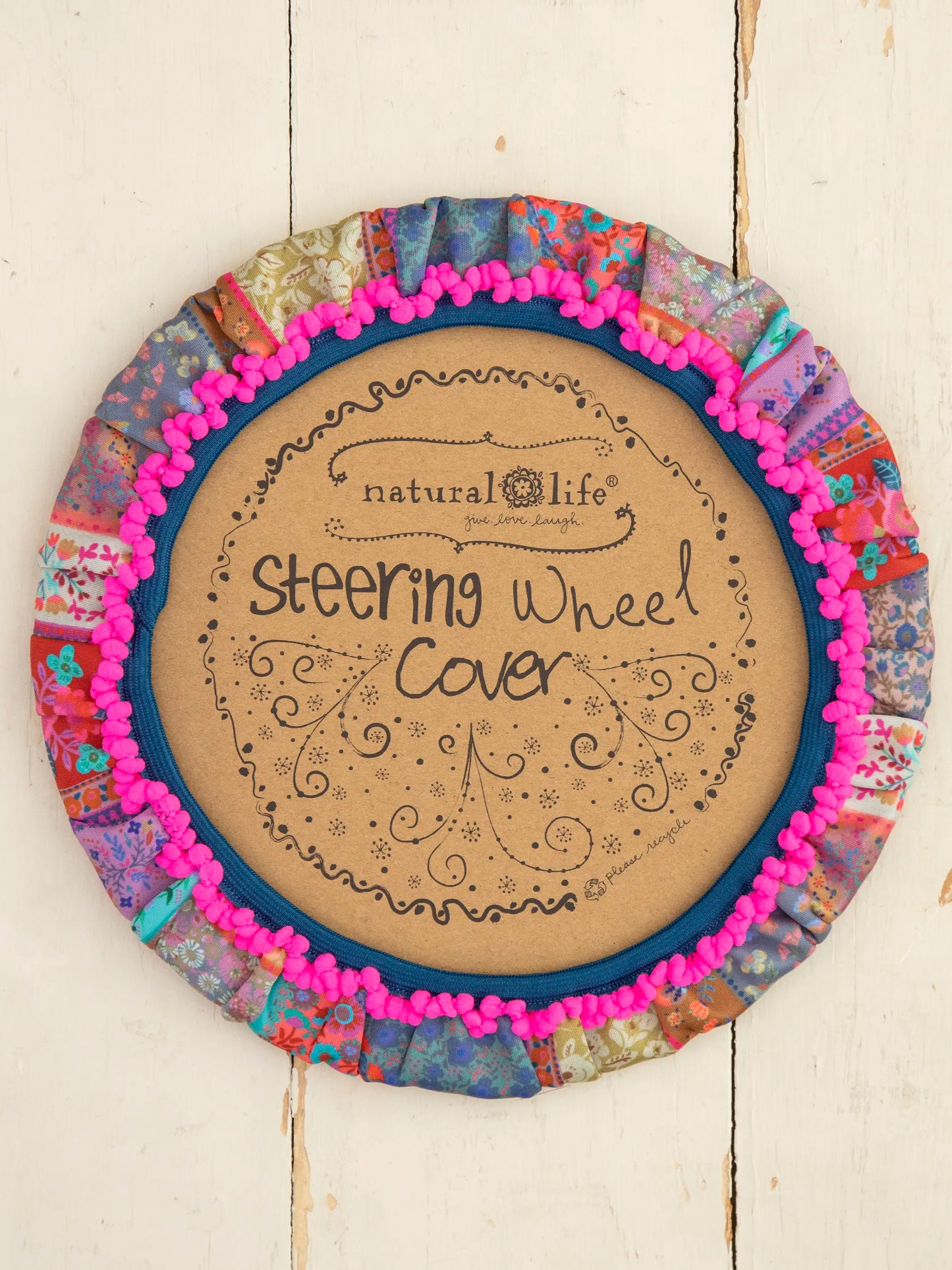 Natural Life Steering Wheel Cover, 15" - Patchwork