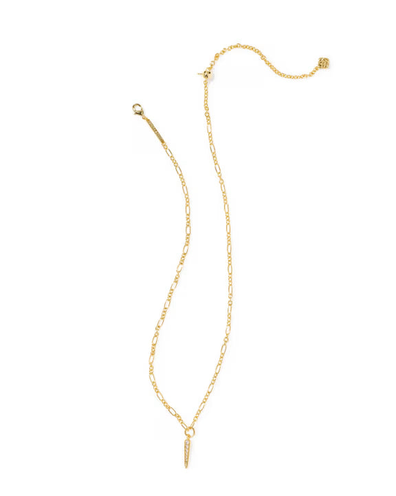 KENDRA SCOTT FATE SHORT PENDANT NECKLACE GOLD WHITE CZ