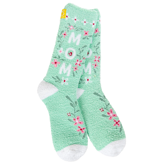 World's Softest Socks Holiday Mother's Day Cozy Crew-Green Mom