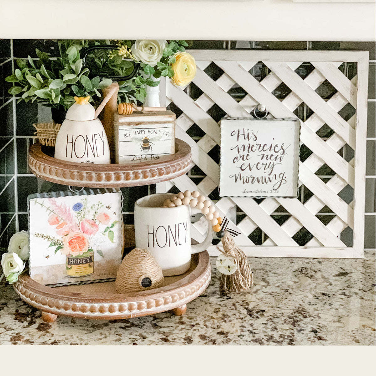 The Round Top Collection White Lattice Display Board